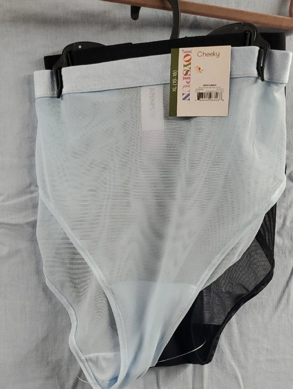 Joyspun Sheer Cheeky Briefs - Light Blue & Black